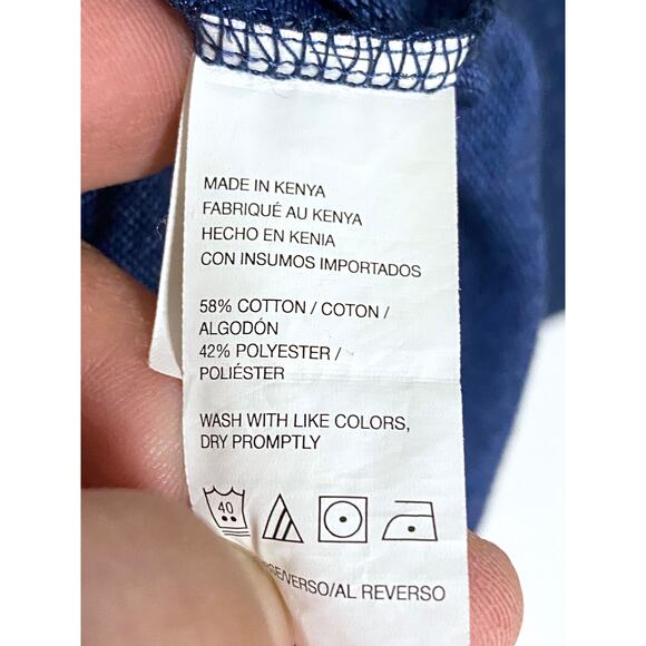 Van Heusen Never Tuck Button Polo Shirt Mens Big Tall 2XLT Blue Geometric Preppy - Picture 6 of 7